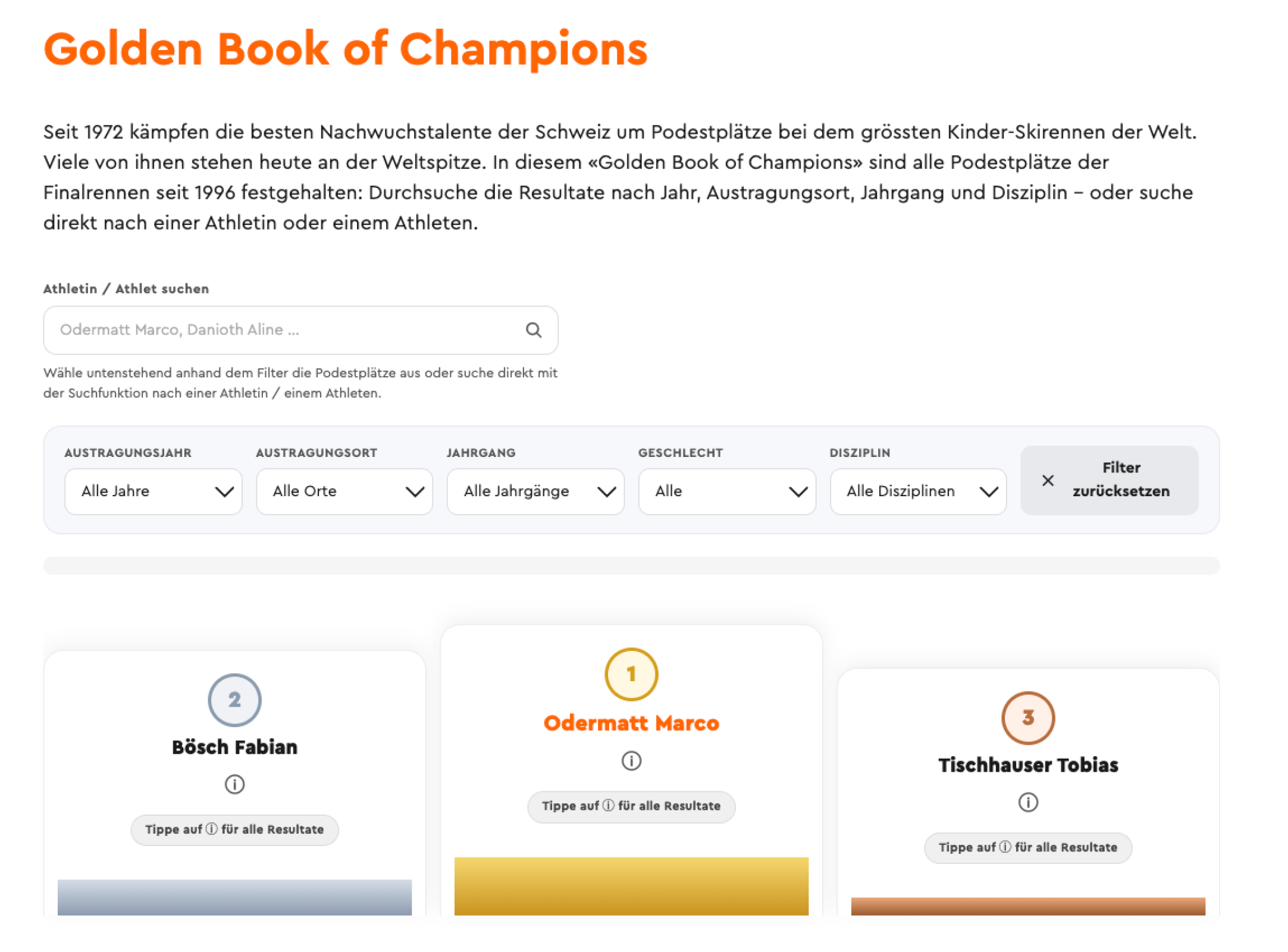 Grand Prix Migros Podium-Widget – Einbettbares Daten-Widget