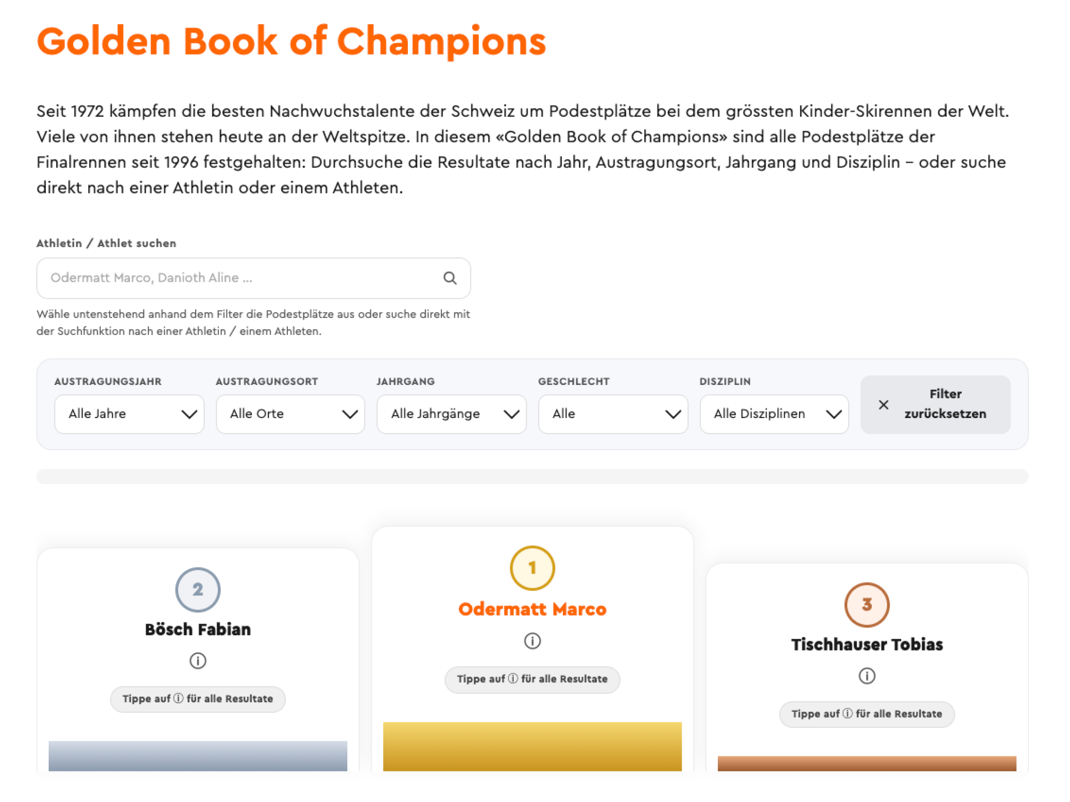 Grand Prix Migros Podium-Widget